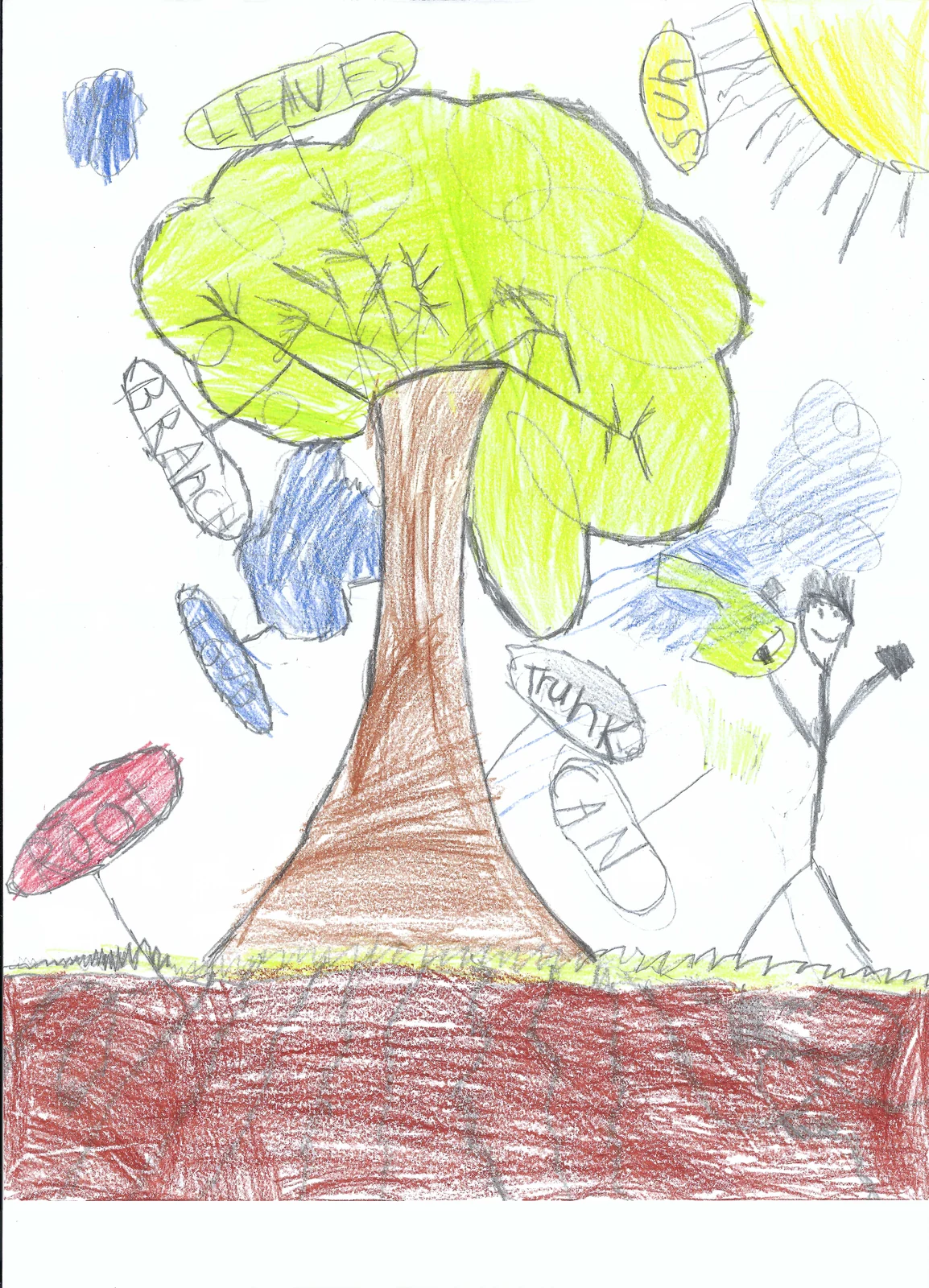 Vincent’s original colorful tree drawing.
